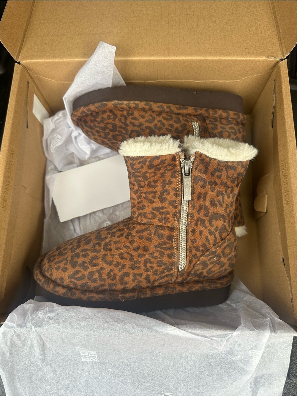 Steve Madden Kids Leopard Print Faux Ankle Boots